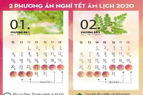 Chốt ngày nghỉ tết Nguyên đán Canh Tý 2020