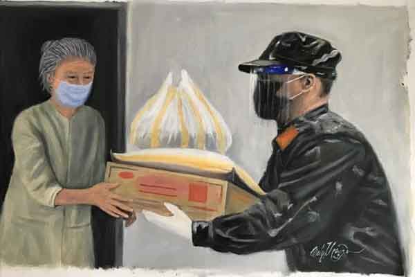 Những câu chuyện đẹp trong dịch Covid-19 chạm đến trái tim qua tranh vẽ
