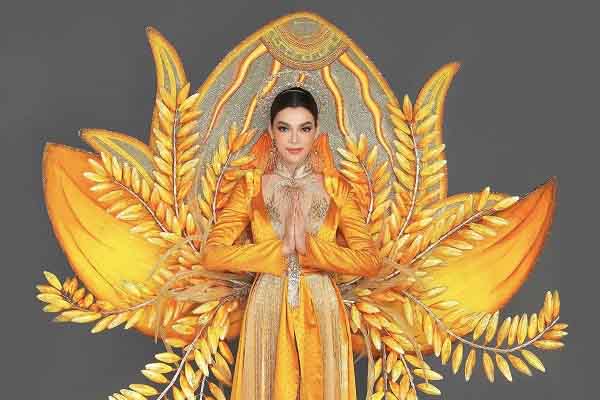 Cận cảnh bộ trang phục dân tộc ‘Kim thực’ của Trân Đài tại MIQ 2022