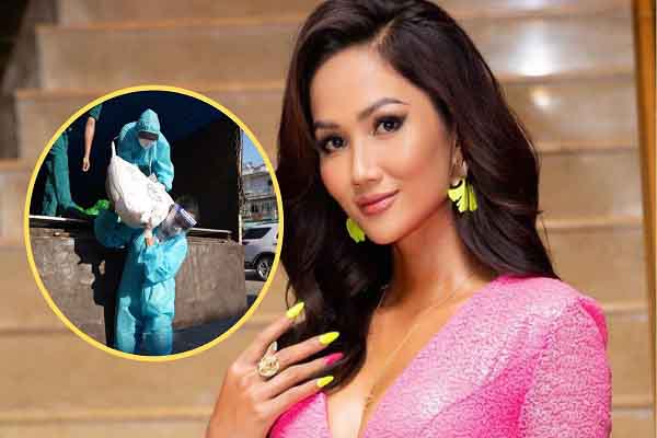 Ngạc nhiên khi thấy Hoa hậu H’Hen Niê vác hơn bao gạo 50kg đi từ thiện