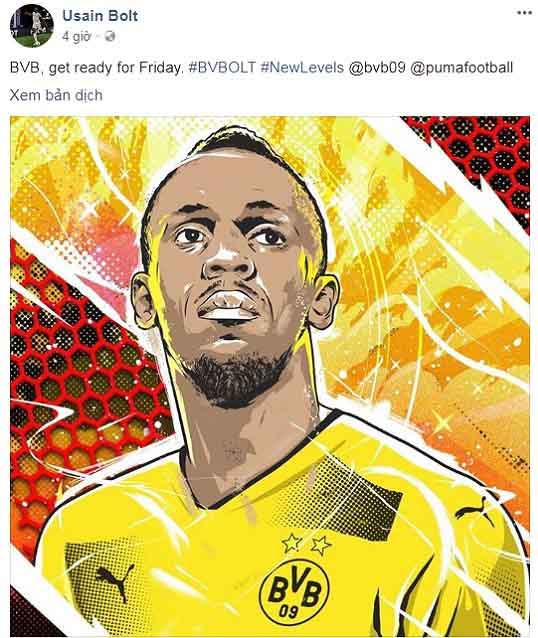 ‘Huyền thoại’ điền kinh Usain Bolt chính thức trở thành cầu thủ của CLB Borussia Dortmund