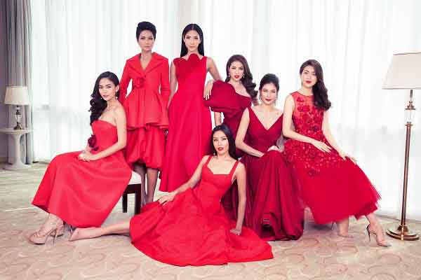 Hoa hậu H’Hen Niê tươi sắc đỏ cùng các người đẹp Hoàn vũ