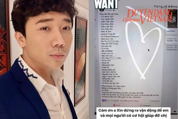Trấn Thành kêu gọi được 300 triệu giúp đỡ các nghệ sĩ nghèo, khó khăn