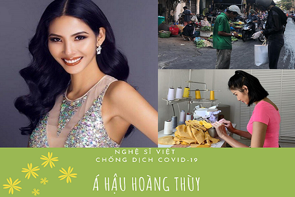 Nghệ sĩ Việt chống dịch Covid-19: Á hậu Hoàng Thùy may tặng người dân 700 chiếc khẩu trang