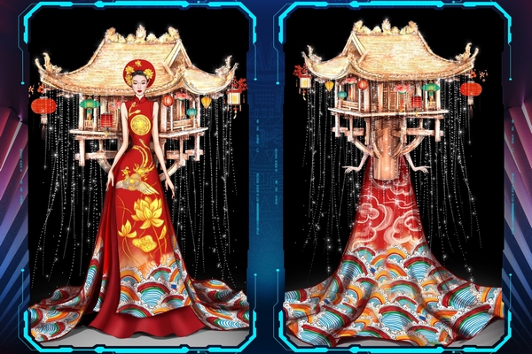 Miss Cosmo Vietnam 2023: Tự hào với thiết kế lấy ý tưởng từ chùa Một Cột