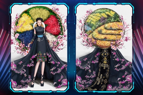 Miss Cosmo Vietnam 2023: Trang phục dân tộc lấy cảm hứng từ xôi ngũ sắc gây ấn tượng