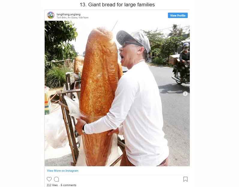 Bánh mì ‘khổng lồ’ ở An Giang vào top 15 thực phẩm lạ nhất thế giới