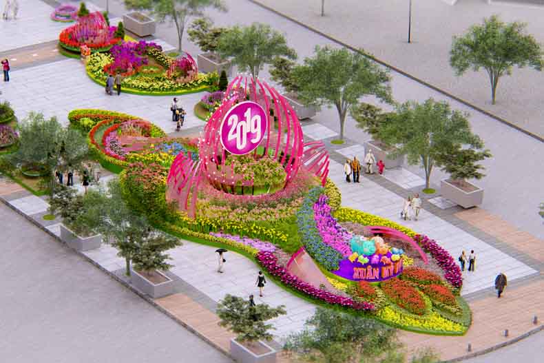 Quang cảnh đường hoa Tết Kỷ Hợi 2019 ở Sài Gòn