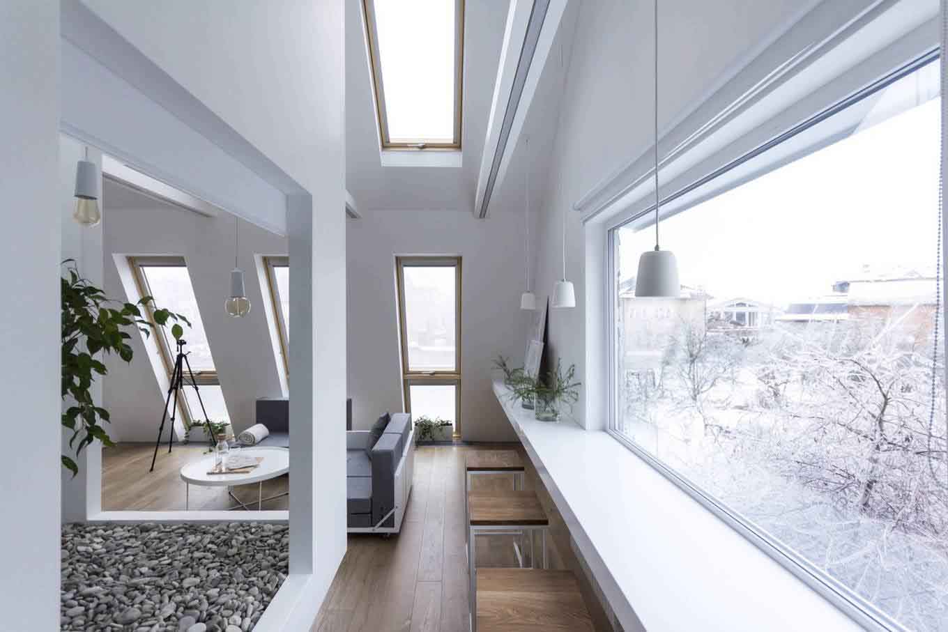 Độc đáo phòng khách trống trơn nhưng đầy đủ tiện nghi