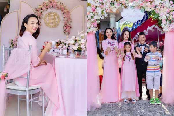 Lễ đính hôn ngập sắc hồng của em gái Ngọc Diễm