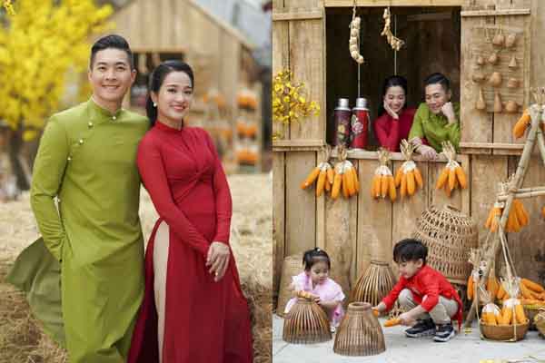 Ngắm trọn bộ ảnh Tết tràn ngập yêu thương của tổ ấm Quốc Cơ – MC Hồng Phượng