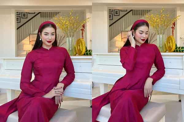 Hoa hậu Phạm Hương diện áo dài đón Tết, gây chú ý với thần sắc đẹp rạng ngời