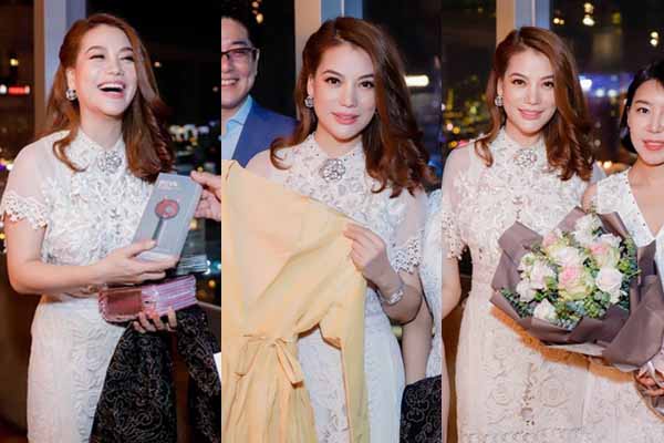 Trương Ngọc Ánh được người Hàn Quốc tặng hoa, váy hiệu