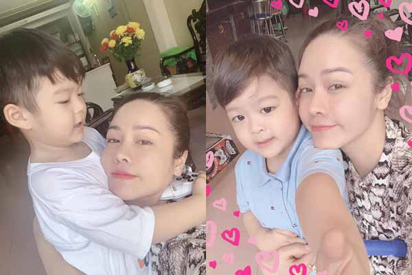 Con trai ôm chặt khi gặp lại Nhật Kim Anh dịp Trung thu 2019