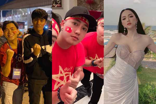 Quang Tuấn – Linh Phi đi cùng Minh Dự, Hương Giang – Châu Khải Phong sung sức cổ vũ tuyển Việt Nam