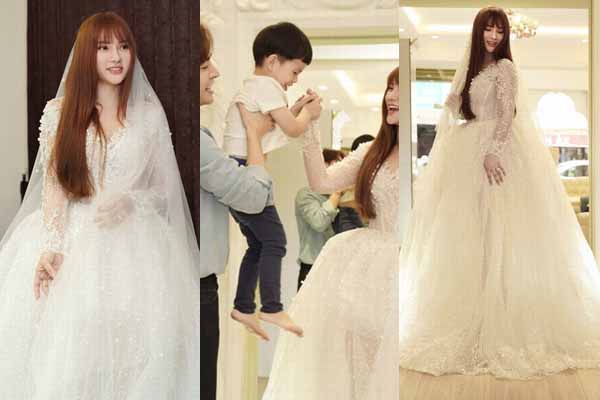 Thu Thủy thử váy cưới che bụng giữa nghi án cưới chạy bầu