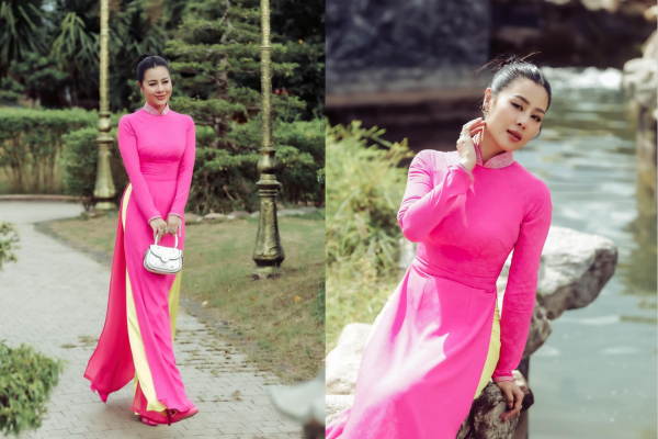 Nam Thư diện áo dài nền nã đi cúng Tổ nghề