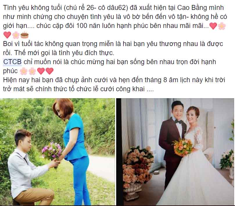Ngỡ ngàng với đám cưới cô dâu 61 tuổi, chú rể 26 tuổi ở Cao Bằng