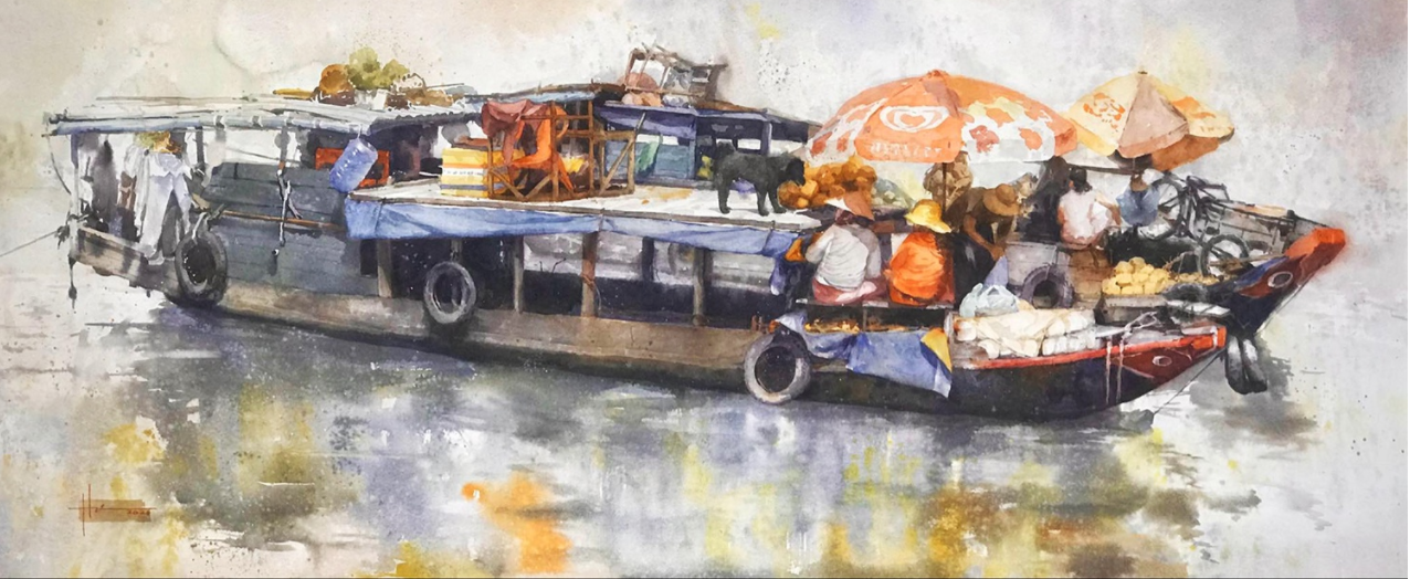 Họa sĩ Hồ Hưng nhiệt tình tham gia chương trình với đứa con tinh thần tuyệt đẹp  ẢNH: LÝ ĐỢI CUNG CẤP